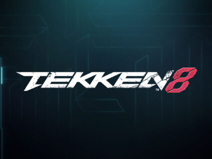 Logo officiel Tekken 8 sur fond digital sombre, visuel créé par BRICE&VINCE pour Bandai Namco.