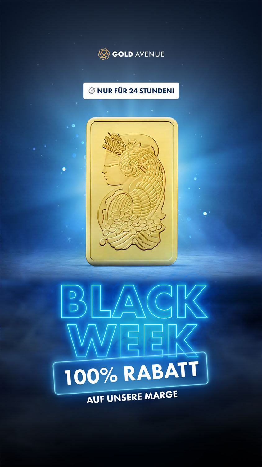 Création graphique représentant une story de la campagne BLACK WEEK qui met en avant un produit Gold Avenue avec un effet neon bleu