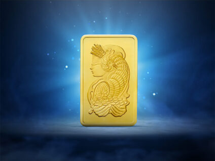 Visuel Black Week Gold Avenue – lingot d’or sur fond bleu lumineux, campagne digitale BRICE&VINCE